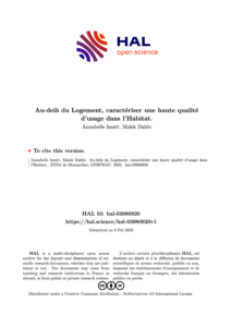 Au-delà du Logement, caractériser une haute qualité d’usage dans l’Habitat